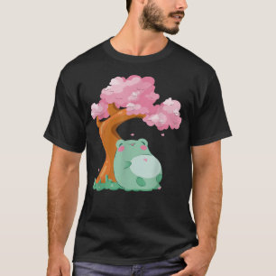 Camiseta Sakura Cute Frog Kawaii Japanese Cherry Blossom Tr