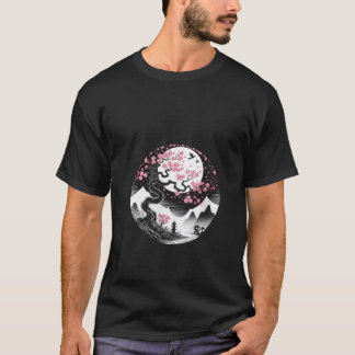 Camiseta Sakura femenina flor de cerezo japonesa y luna jap
