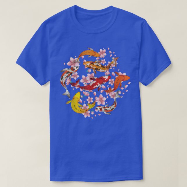Camiseta Sakura Flor japonesa de cerezo Nishikigoi Fish Koi (Diseño del anverso)