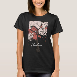 Camiseta Sakura Ilustracion moderno moda arte negro