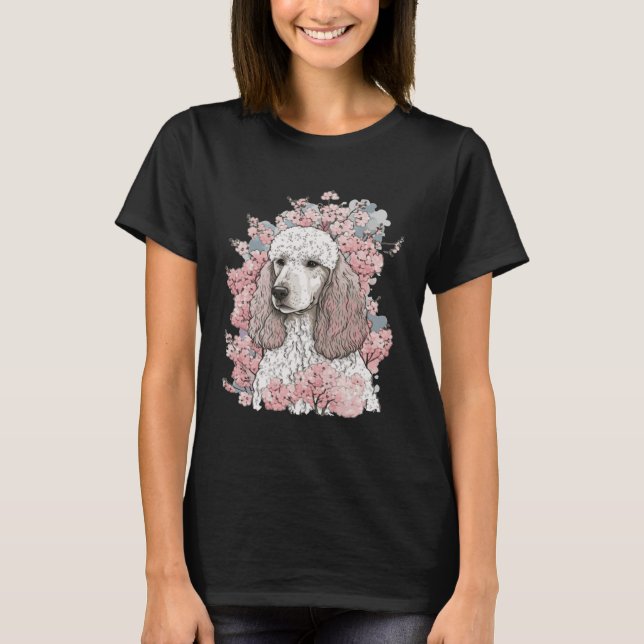 Camiseta Sakura japonesa de raza de perro con flores de cer (Anverso)