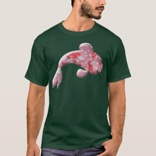 Camiseta Sakura Koi Curta japonesa de flores de flores de c