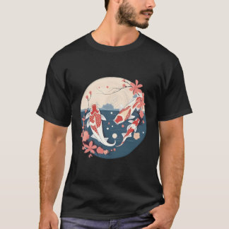 Camiseta Sakura Koi Petales de pescado Elegancia Japonesa