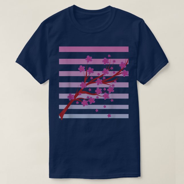 Camiseta Sakura rosa de onda sinthwave Japan Flor Vaporwave (Diseño del anverso)