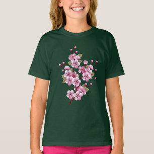 Camiseta Sakura rosa sobre fondo de pintura