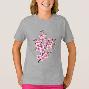Camiseta Sakura rosa sobre fondo de pintura