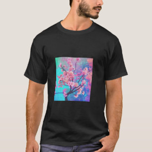 Camiseta Sakura Synthwave Colorous Vaporwave Cherry Blossom