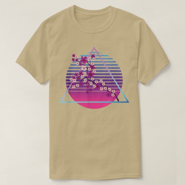 Camiseta Sakura Synthwave Flor japonesa Vaporwave Cherry (Diseño del anverso)