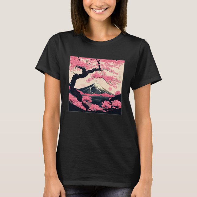 Camiseta Sakura Tree Cherry Blossom Illustration Scenery Wo (Anverso)