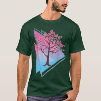 Camiseta Sakura Tree Japan Retro 80s Art Vaporwave Cherry B