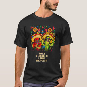 Camiseta Sal Tequila Lima Repite Humor Mexicano México Bebi