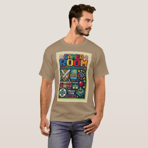 Camiseta Sala de Arcade de Arte Pixel para Geeks Retro Game