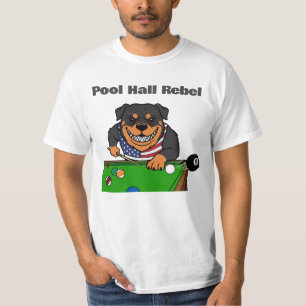 Camiseta Sala de Billar Divertida Rebelde Rottweiler