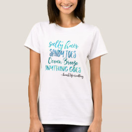 Camiseta salada de la cita de la playa del océano