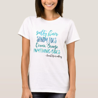 Camiseta salada de la cita de la playa del océano