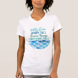 Camiseta salada de la cita de la playa del océano