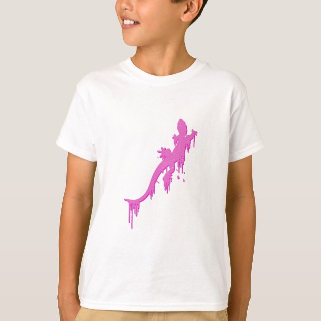 Camiseta Salamandra rosa con gota de pintura (Anverso)