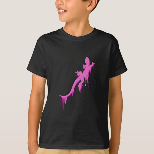 Camiseta Salamandra rosa con gota de pintura (Anverso)