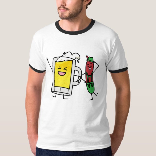 Camiseta Salchicha de cerveza Octoberfest Oktoberfest leder (Anverso)