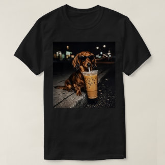Camiseta Salchicha Divertida Bebiendo Café Helado – Lindo W