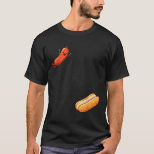 Camiseta Salchicha divertida saltando a pan bbq salchicha a