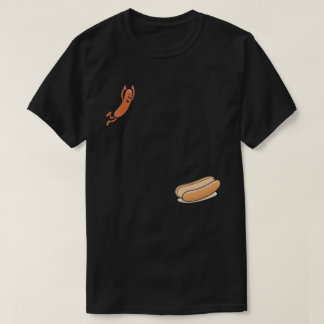 Camiseta Salchicha Divertida Saltando en el Pan - Carrito d