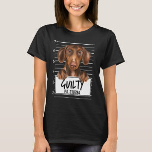 Camiseta Salchicha Marrón Mugshot Perro Culpable