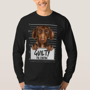 Camiseta Salchicha Marrón Mugshot Perro Culpable