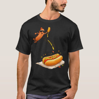 Camiseta Salchicha Saltando Dentro De Un Pan Comida Diverti