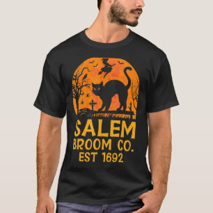 Camiseta Salem Broom Co Bruja Gato Negro Halloween Casual C