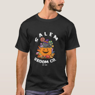 Camiseta Salem Broom Company Halloween Black Cat Witch