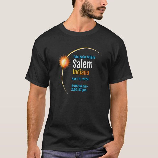 Camiseta Salem Indiana En Eclipse Solar Total 2024 1 (Anverso)