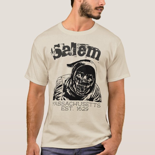 Camiseta Salem Massachusetts, pardo cráneo (Anverso)