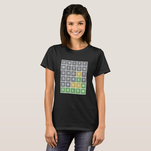 Camiseta Salem Massachusetts Wordle Puzzle (Anverso completo)