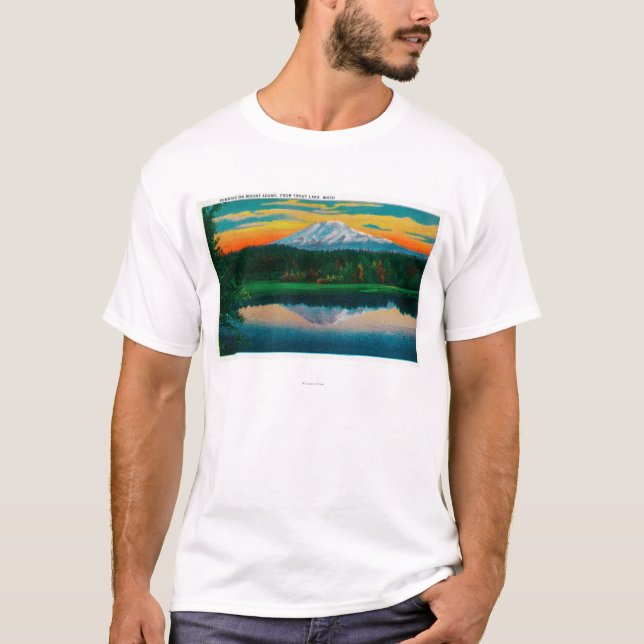 Camiseta Salida del sol en el soporte Adams del lago trout, (Anverso)