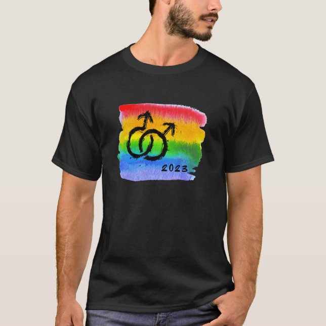 Camiseta Saliendo 2023 para hombres gay Orgullo CSD homosex (Anverso)