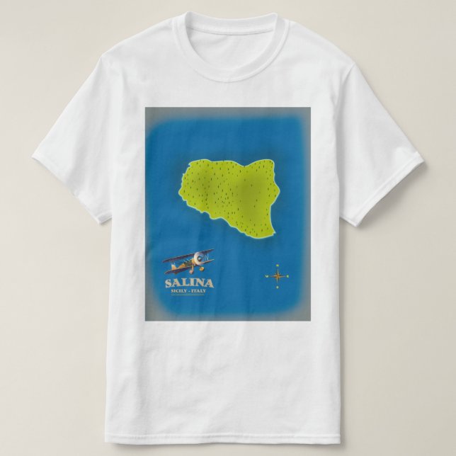 Camiseta Salina, mapa de viajes de Sicilia (Diseño del anverso)