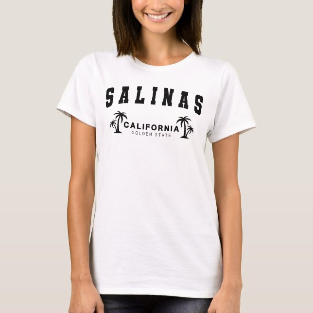 Camiseta Salinas blancas femeninas, California (Anverso)