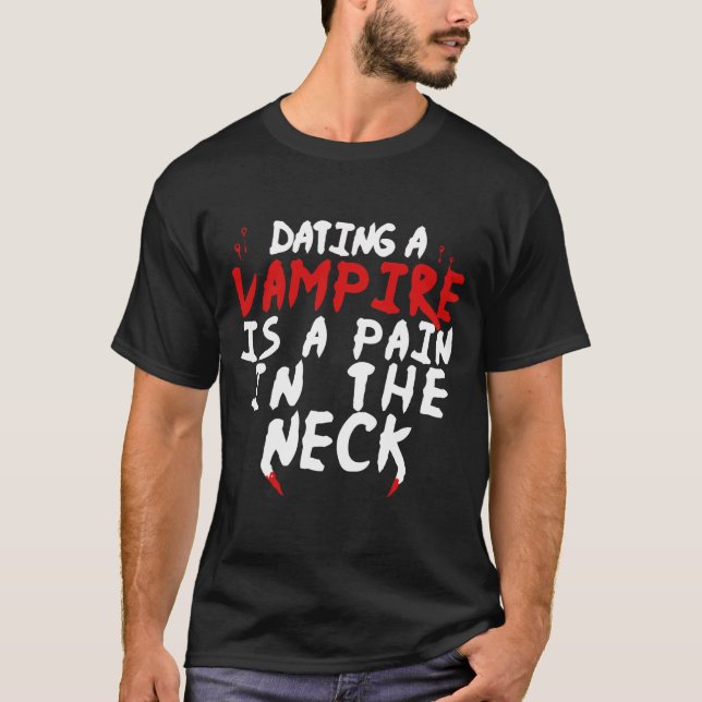 Camiseta Salir con un vampiro es un dolor en el cuello (Anverso)