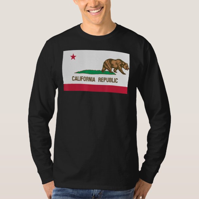 Camiseta Salir del oso de bandera de California a la izquie (Anverso)