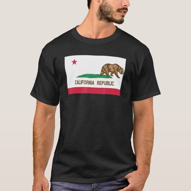 Camiseta Salir del oso de bandera de California a la izquie (Anverso)