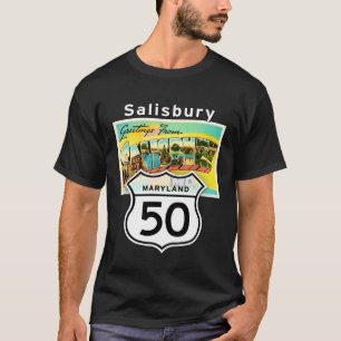 Camiseta Salisbury Maryland MD US 50 carta de viaje grande 