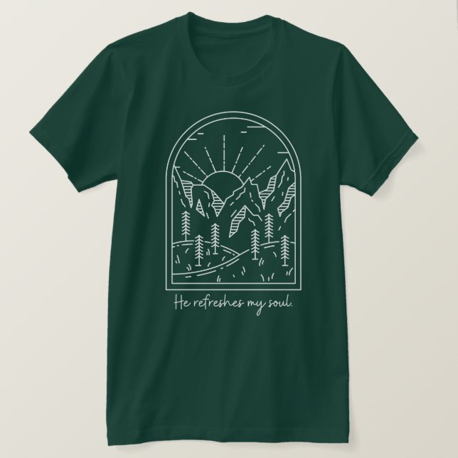 Camiseta Salmo 23 3 refresca la Biblia Cristiana del Alma V (Anverso del diseño)