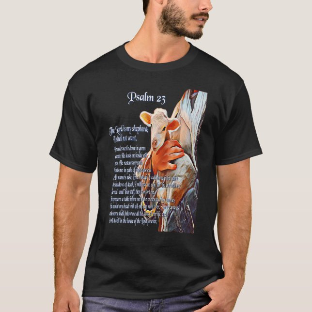 Camiseta Salmo 23 Escritura Bíblica Cristiana El Señor Es M (Anverso)