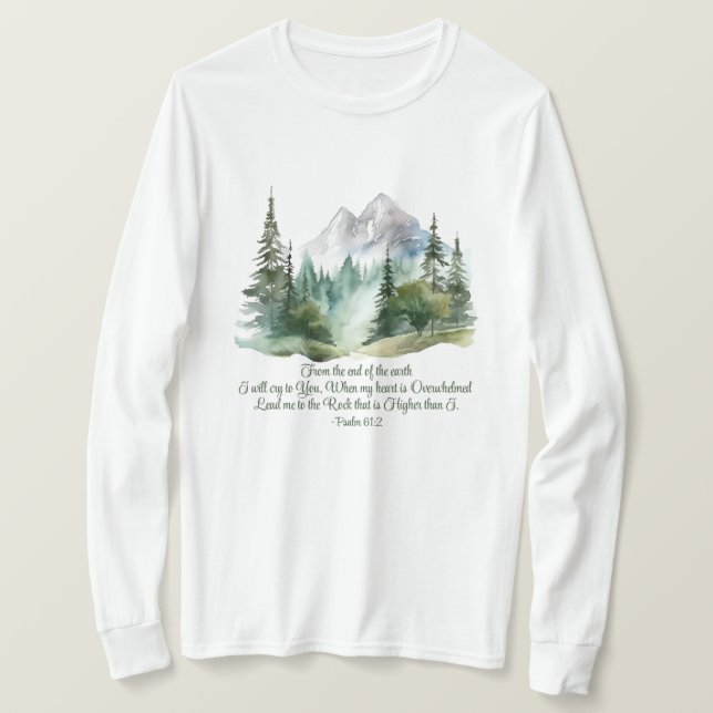 Camiseta Salmo 61:2 Conduce a la montaña de las Escrituras  (Anverso del diseño)