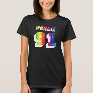 Camiseta Salmo 91 Fe cristiana colorida Biblia Verse