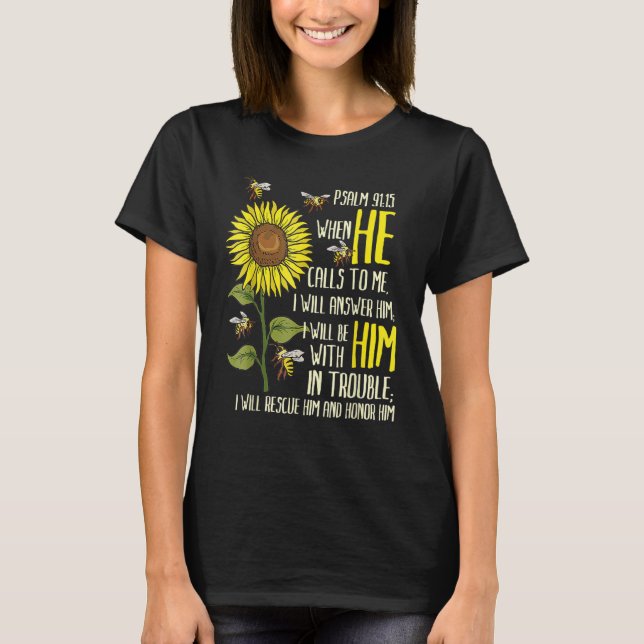 Camiseta Salmo de la Biblia de Bee Religion 9115 Sunflower  (Anverso)