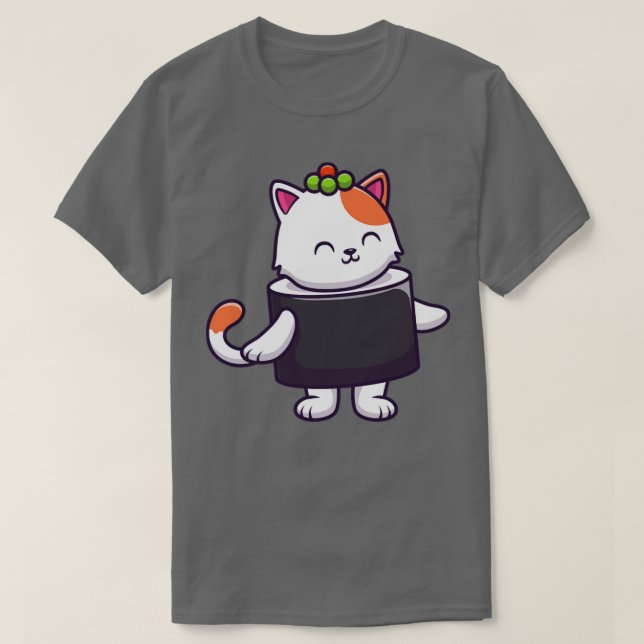 Camiseta Salmón de gato lindo 2 (Diseño del anverso)