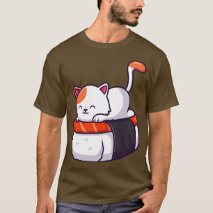 Camiseta Salmón de sushi de gato lindo 1