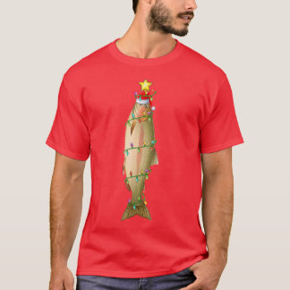 Camiseta Salmon Fish Lighing Xmas Árbol que coincide con Sa